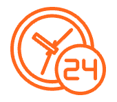 Orange 24 Hour Service Clock Counter Icon
