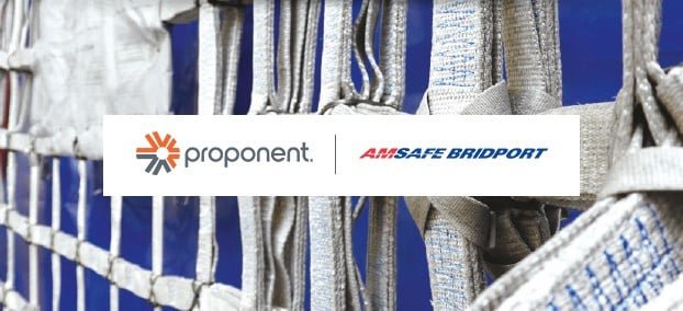 Cargo netting with Proponent and Amsafe Bridport logos