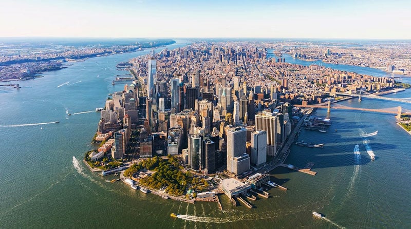 Aerial shot of Manahattan