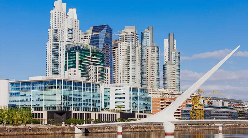 Shot of a city along a river