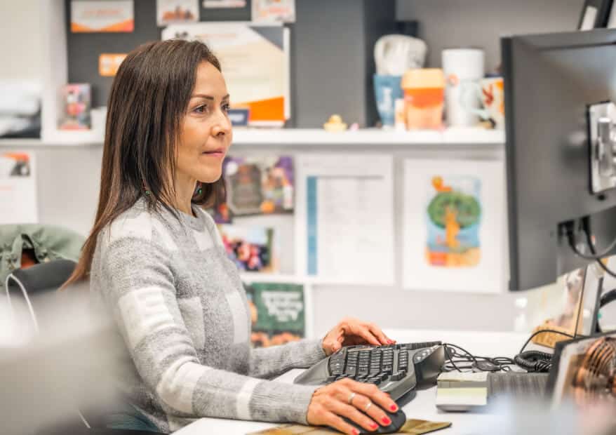 Employee working at a computer