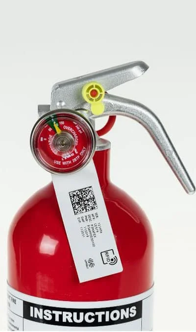 Close up of fire extinguisher pressure gauge